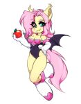  2022 anthro apple armwear clothing cosplay crossover crossover_cosplay digital_media_(artwork) eyebrows eyelashes female fluttershy_(mlp) friendship_is_magic hasbro hi_res looking_at_viewer mammal my_little_pony simple_background solo tolsticot white_background wings 