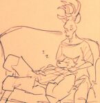  anthro antlers beastars canid canine canis cervid clothed clothing cradling duo eyes_closed fully_clothed furniture hand_in_pocket head_on_lap horn legoshi_(beastars) louis_(beastars) male male/male mammal on_lap pockets sleeping sleeping_on_partner sofa wolf wuffinarts 