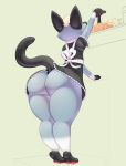  absurd_res animal_crossing anthro big_butt butt cleaning clothed clothing crossdressing dress eyewear feet g-string girly glasses hi_res jigglyjuggle maid_uniform male nintendo pawpads paws raymond_(animal_crossing) servant serving soles solo thick_thighs underwear uniform video_games wide_hips 