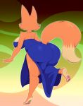  2022 anthro big_butt bigdon1992 breasts butt canid canine clothed clothing diane_foxington digital_media_(artwork) dipstick_tail dreamworks dress feet female fingers fox hi_res mammal markings pawpads solo tail_markings the_bad_guys toes 
