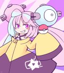  1girl 216 bow-shaped_hair character_hair_ornament hair_ornament iono_(pokemon) jacket long_hair low-tied_long_hair multicolored_hair pokemon pokemon_(game) pokemon_sv sharp_teeth sleeves_past_fingers sleeves_past_wrists solo split-color_hair star_(symbol) star_in_eye symbol_in_eye teeth very_long_sleeves x yellow_jacket 