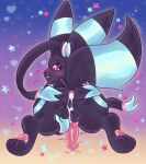  anus balls black_body black_fur black_nose black_paws blush blush_lines bodily_fluids butt cum cum_in_ass cum_inside cum_on_balls cute_fangs eeveelution ejaculation erection feral fur fusion generation_2_pokemon generation_6_pokemon genital_fluids genitals hands-free hi_res justiceposting knot looking_back male nintendo open_mouth pawpads penis perineum pink_pawpads pink_penis pok&eacute;mon_fusion pokemon pokemon_(species) purple_eyes solo spread_butt spreading sylveon touching_balls umbreon video_games 
