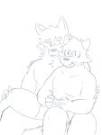  absurd_res anthro bottomwear_only canid canine canis clothed clothing controller dave_(password) duo gaming hand_on_knee hand_on_leg hi_res holding_another hyaenid male male/male mammal mrjosh47 on_lap sitting_on_lap smile topless topless_anthro topless_male tuft tyson_(password) underwear wolf 