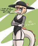  anthro blonde_hair clothed clothing dialogue dinosaur english_text eyewear female glasses goodbye_volcano_high hadrosaurid hair hat headgear headwear hi_res long_snout looking_at_viewer multicolored_body naomi_(gvh) ornithischian parasaurolophus reptile scalie seven_(artist) snoot_game_(fan_game) snout solo talking_to_viewer text translucent translucent_clothing two_tone_body video_games white_body 