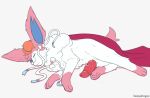  absurd_res animal_genitalia animal_penis canine_penis clothed clothing eeveelution eyes_closed feral generation_6_pokemon genitals herpydragon hi_res male nintendo penis pokemon pokemon_(species) simple_background sleeping solo sylveon video_games white_background white_body 