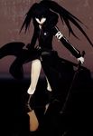 absurdres black_hair black_rock_shooter black_rock_shooter_(character) female girl highres huke jacket sword twintails uneven_twintails weapon zipper 