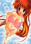  bikini blue_eyes blush breasts cleavage highres large_breasts orange_hair smile swimsuit takamachi_nanoha yadokari_genpachirou 
