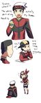  3koma baseball_cap comic gold_(pokemon) haruka_(pokemon) hat jacket lol pokemon raemz ruby_(pokemon) weee_(raemz) 