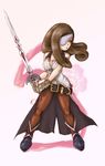  beatrix belt blue_eyes boots breasts brown_hair cleavage eyepatch female final_fantasy final_fantasy_ix fingerless_gloves full_body gloves long_hair nail_polish pantyhose shbz shouta_(shbz) solo sword weapon 