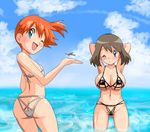  aircraft airplane ass beach bikini breasts butt_crack cameltoe day flat_chest haruka_(pokemon) huge_breasts kasumi_(pokemon) multiple_girls one_eye_closed perspective pokemon pokemon_(anime) quinst red_hair short_hair side_ponytail swimsuit water 