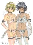  2boys bulge crossdress crossdressing multiple_boys muscle nikuringo panties trap underwear yaoi 