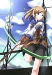  blue_eyes bow_(weapon) brown_hair cloud day final_fantasy final_fantasy_xi masaki_(machisora) ranger sky solo weapon 