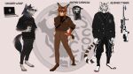  16:9 anthro artist_logo beverage black_bottomwear black_clothing black_jacket black_pants black_shirt black_t-shirt black_topwear blackscour blue_eyes bottomwear brown_body brown_bottomwear brown_clothing brown_fur brown_pants brown_topwear canid canine canis caracal caracal_(genus) cheek_tuft clothed clothing english_text facial_tuft felid feline front_view fur grey_body grey_fur group hand_in_pocket hi_res holding_beverage holding_object jacket logo looking_at_viewer male mammal markings neck_tuft orange_body orange_fur pantherine pants pink_nose pockets shirt simple_background standing striped_markings striped_tail stripes t-shirt tail_markings text tiger topwear trio tuft white_body white_fur widescreen wolf yellow_eyes 