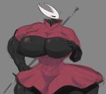  2022 absurd_res anthro arthropod big_breasts black_body breasts cleavage_cutout digital_media_(artwork) dreamerknight featureless_breasts female hand_on_breast hand_on_hip hi_res hollow_knight hornet_(hollow_knight) huge_breasts huge_hips huge_thighs hyper hyper_hips hyper_thighs looking_aside melee_weapon muscular_thighs small_waist solo team_cherry thick_thighs vessel_(species) video_games weapon wide_hips 