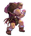  1boy armor belt blonde_hair blue_eyes castlevania dreaminerryday gloves headband highres jewelry long_hair male_focus muscular simon_belmont simple_background solo super_smash_bros. weapon 