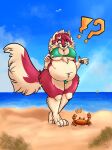  absurd_res anthro arthropod awoogasm beach belly bikini breasts canid canine canis clothing crab crossgender crustacean decapoda digital_media_(artwork) female fluffy fluffy_tail fur hair hi_res malacostracan mammal marine navel neck_tuft overweight overweight_female red_body red_fur sand scared sea seaside solo swimwear teeth thick_thighs tuft vox_(awoogasm) vox_(voxelcubed) water wide_hips wolf yellow_eyes 