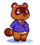  2019 animal_crossing anthro bottomless brown_body canid canine clothed clothing frown guywiththepie male mammal necktie nintendo raccoon_dog red_necktie shirt simple_background solo suit_jacket tanuki tom_nook_(animal_crossing) topwear video_games white_background white_clothing white_shirt white_topwear 