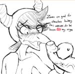  &lt;3 &lt;3_eyes ambiguous_gender anthro blush clothing english_text general_proton genitals hair handjob hat headgear headwear horn humor long_snout monochrome nude open_mouth penile penis puppet schizo_chan_(snoot_game) sex sketch snoot_game_(fan_game) snout solo text vein veiny_penis video_games 