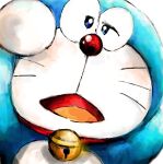  2018 anthro bell blue_body blue_fur collar domestic_cat doraemon doraemon_(character) felid feline felis front_view fur looking_at_viewer machine male mammal mt_tg open_mouth raised_arms red_collar red_nose robot shaded simple_background solo tongue whiskers white_background white_body white_fur 