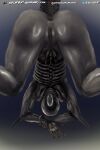  2:3 alien alien_(franchise) anus female flat_chested genitals hi_res humanoid looking_at_viewer looking_down nihilophant presenting presenting_pussy pussy smile solo xenomorph 