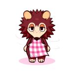  2020 animal_crossing apron apron_only brown_body clothing eulipotyphlan guywiththepie hedgehog lidded_eyes looking_at_viewer mammal mostly_nude nintendo sable_able simple_background video_games white_background 