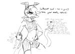  anthro belly bulge clothed clothing dialogue dinosaur english_text general_proton hair hat headgear headwear horn humor looking_at_viewer male navel puppet reptile scalie schizo_chan_(snoot_game) snoot_game_(fan_game) solo talking_to_viewer text 