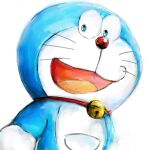  2018 anthro bell blue_body blue_fur collar domestic_cat doraemon doraemon_(character) felid feline felis front_view fur looking_at_viewer machine male mammal mt_tg open_mouth pouch_(anatomy) red_collar red_nose robot shaded simple_background solo standing tongue whiskers white_background white_body white_fur 