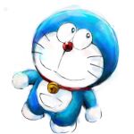  1:1 2018 anthro bell blue_body blue_fur collar domestic_cat doraemon doraemon_(character) felid feline felis front_view fur looking_at_viewer machine male mammal mouth_closed mt_tg pouch_(anatomy) red_collar red_nose robot shaded simple_background solo standing whiskers white_background white_body white_fur 