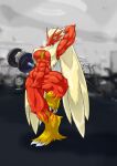  abs absurd_res anthro anthrofied armpit_tuft big_breasts blaziken blue_eyes breasts chest_tuft claws detailed_background dumbbell exercise feathers female generation_3_pokemon gym hand_behind_head hi_res inside ketsuneko muscular muscular_anthro muscular_female nintendo nude on_one_leg open_mouth photo_background pokemon pokemon_(species) pubes red_body red_feathers small_waist smile solo standing steam thick_thighs tuft video_games weightlifting weights wide_hips workout yellow_body yellow_feathers yellow_sclera 