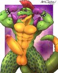  2022 abs alligator alligatorid animatronic anthro areola artejaxton balls biceps big_balls big_penis biped bracelet clothing crocodilian digital_media_(artwork) erection eyewear fingerless_gloves five_nights_at_freddy&#039;s five_nights_at_freddy&#039;s:_security_breach genitals gloves green_body green_scales hair handwear hi_res huge_penis humanoid_genitalia humanoid_penis jewelry machine male mohawk montgomery_gator_(fnaf) muscular muscular_anthro muscular_male muscular_thighs nipples non-mammal_balls non-mammal_nipples open_mouth pecs penis pinup pose quads red_hair reptile robot scales scalie scottgames shoulder_pads solo spiked_bracelet spikes sunglasses tan_body tan_scales teeth thick_thighs tongue video_games 