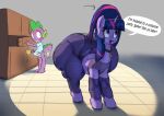  anthro clothing dragon equid equine female feral fishnet fishnet_legwear friendship_is_magic genitals hasbro hi_res horn legwear male mammal my_little_pony panties parumpi penis spike_(mlp) tenting thick_thighs twilight_sparkle_(mlp) underwear unicorn 