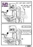  anthro chair clothed clothing comic computer dialogue dinosaur dromaeosaurid english_text eyewear feathered_tail feathers furniture gamer_chair gaming glasses goodbye_volcano_high hi_res humor male monochrome playing_videogame reptile sage_(gvh) scalie seven_(artist) sitting snoot_game_(fan_game) solo text theropod velociraptor video_games 