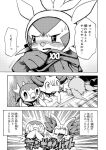  beak biped black_and_white blush blush_lines blushing_profusely bodily_fluids chespin chloe_(icma) comic covering covering_mouth dialogue eevee embarrassed emolga female fennekin feral generation_1_pokemon generation_4_pokemon generation_5_pokemon generation_6_pokemon group head_down hi_res inner_ear_fluff japanese_text lir_(icma) makotoo male manga monochrome nintendo open_mouth pawpads paws piplup pmd:_icma pokemon pokemon_(species) pokemon_mystery_dungeon quadruped roman_numeral scarf speech_bubble stra_(icma) surprise surprised_expression sweat text text_box tongue translated tuft video_games wood_table 