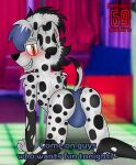  101_dalmatian_street 101_dalmatians anthro big_butt blush bulge butt canid canine canis clothing clubstripes dalmatian dialogue disney domestic_dog dvan_(character) dvan_arts_(artist) fan_character floor hi_res horny male mammal solo underwear 