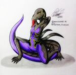  anthro black_body black_tail claws ebony_(nyxcha) female generation_7_pokemon hi_res ideltasarc333 nintendo pokemon pokemon_(species) purple_body salandit salazzle solo tongue tongue_out video_games yellow_eyes 