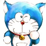  2018 :3 anthro bell blue_body blue_fur collar domestic_cat doraemon doraemon_(character) felid feline felis front_view fur looking_at_viewer machine male mammal mouth_closed mt_tg pouch_(anatomy) red_collar red_nose robot shaded simple_background solo standing whiskers white_background white_body white_fur 