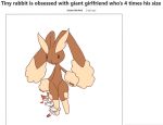  2019 brown_body brown_fur duo female fur generation_4_pokemon generation_8_pokemon interspecies larger_female lopunny male male/female meme nintendo pokemon pokemon_(species) scorbunny signature size_difference smaller_male standing tiny_rabbit_is_obsessed_with_giant_girlfriend unluckyyona video_games white_body white_fur 