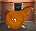  2022 alexvalyutin anal_inflation anus belly big_belly black_nose bridle brown_body brown_eyes brown_mane brown_tail butt digital_drawing_(artwork) digital_media_(artwork) equid equine equine_anus facial_markings female feral head_markings hi_res hooves horse hose hose_in_butt hose_inflation hyper hyper_belly inflation inside long_tail mammal mane markings one_leg_up quadruped raised_leg raised_tail signature solo stall_(disambiguation) tack water_inflation 