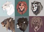  ambiguous_gender blackscour blue_background blue_eyes brown_body brown_eyes brown_fur brown_mane cheek_tuft facial_tuft fangs felid feral front_view fur green_background grey_background grey_body grey_eyes grey_fur grey_mane headshot_portrait lion looking_aside looking_at_viewer mammal mane mouth_closed multiple_images orange_body orange_fur pantherine portrait red_background red_sclera side_view simple_background solo tan_sclera tuft whiskers white_body white_eyes white_fur yellow_sclera 