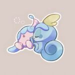  9no_kabe :o brown_background bubble closed_eyes commentary_request cuddling eyelashes hatenna lowres no_humans open_mouth outline pokemon pokemon_(creature) sleeping sobble 