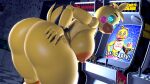  3d_(artwork) 5_fingers absurd_res animatronic anthro arcade arcade_machine areola avian beak big_breasts big_butt bird blonde_hair blue_eyes breasts butt butt_focus checkered_floor chicken digital_media_(artwork) female fingers five_nights_at_freddy&#039;s five_nights_at_freddy&#039;s_2 galliform gallus_(genus) gaming glowing glowing_eyes hair hand_on_butt hi_res huge_butt lewdwithlogan looking_at_viewer looking_back machine nipples nude orange_areola orange_beak orange_nipples phasianid presenting presenting_hindquarters robot rosy_cheeks scottgames solo solo_focus source_filmmaker thick_thighs toy_chica_(fnaf) video_games yellow_body 