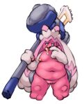  anthro belly big_belly bodily_fluids drooling female finger_in_mouth genitals hammer hi_res holding_object holding_weapon nintendo nova_nsfw overweight pokemon pokemon_(species) pussy saliva short_stack solo tinkaton tools video_games weapon 