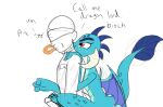  2016 amber_eyes anon anthro blindfold blue_body blue_scales blush clothing colored_sketch digital_drawing_(artwork) digital_media_(artwork) dominant dominant_female dragon duo english_text erection female female_on_human french_kissing friendship_is_magic frikdikulous genitals hasbro hi_res horn human human_on_anthro interspecies kissing long_tongue male male/female male_on_anthro mammal my_little_pony nude penis princess_ember_(mlp) profanity scales scalie shirt simple_background sketch submissive submissive_male text tongue tongue_out topwear white_background wings 