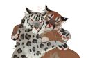  &lt;3 16:9 ambiguous_gender annoyed black_body black_fur black_spots blackscour blue_eyes brown_body brown_fur cheek_tuft duo embrace eyes_closed facial_tuft felid female_(lore) feral fur green_eyes grey_body grey_fur happy heterochromia hi_res hug leg_tuft looking_at_viewer mammal mouth_closed narrowed_eyes pawpads red_nose red_pawpads simple_background spots spotted_body spotted_fur spotted_legs tuft whiskers white_background widescreen 