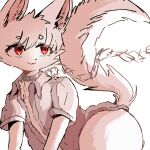  1:1 anthro canid canine canis clothed clothing collar countershading domestic_dog feral fur grey_clothing grey_shirt grey_topwear hi_res humanoid hybrid kemono male male/male mammal open_clothing open_shirt open_topwear red_eyes ryogo shaded shirt simple_background simple_shading solo topwear white_body white_fur 