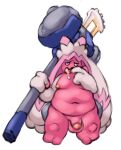  andromorph anthro balls belly big_balls big_belly bodily_fluids drooling finger_in_mouth genitals hammer hi_res holding_object holding_weapon intersex male moobs nintendo nova_nsfw overweight penis pokemon pokemon_(species) saliva short_stack solo thick_penis tinkaton tools video_games weapon 