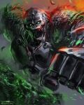  absurdres charging_forward clenched_hand glowing glowing_eyes green_eyes highres looking_at_viewer maximal mecha no_humans optimus_primal robot science_fiction solo transformers transformers:_rise_of_the_beasts transformers_(live_action) yasukuni_kazumasa 