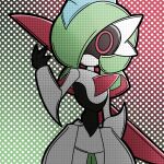  2022 3_fingers ambiguous_gender fingers gradient_background humanoid iron_valiant machine malegardevoir not_furry red_eyes robot simple_background solo visor 