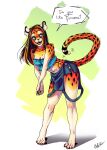  anthro blue_eyes bottomwear breasts brown_hair cheetah cleavage clothed clothing dew_drahp drahp_(dew_drahp) felid feline female fur hair hi_res inner_ear_fluff leaning leaning_forward long_hair looking_at_viewer mammal multicolored_body multicolored_fur navel open_mouth orange_body orange_fur skirt smile solo spots spotted_body spotted_fur standing teeth tuft white_body white_fur 