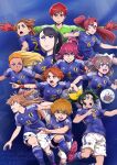  2022_fifa_world_cup 6+girls absurdres aida_mana amamiya_elena ball black_footwear black_hair blonde_hair blue_shirt blue_socks brown_eyes brown_hair cleats closed_mouth commentary_request dark-skinned_female dark_skin delicious_party_precure dokidoki!_precure english_commentary frown futari_wa_precure futari_wa_precure_splash_star gloves green_hair grimace grin hair_ornament hair_ribbon hair_scrunchie hairband hairclip heartcatch_precure! highres houjou_hibiki hyuuga_saki kenjou_akira kicking long_hair looking_at_viewer looking_to_the_side medium_hair midorikawa_nao misumi_nagisa mixed-language_commentary multiple_girls nagomi_yui natsuki_rin one_side_up open_mouth orange_hair orange_hairband outstretched_arms pink_ribbon pointing ponytail precure precure_all_stars purple_eyes purple_scrunchie red_eyes red_gloves red_hair ribbon satou_yasu scrunchie series_connection shirt short_hair short_sleeves shorts side_ponytail smile smile_precure! soccer soccer_ball soccer_uniform socks sportswear spread_arms standing star_twinkle_precure suite_precure t-shirt takizawa_asuka tropical-rouge!_precure tsukikage_yuri twitter_username two_side_up white_shorts world_cup wristband yellow_ribbon yes!_precure_5 